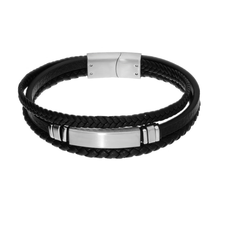 Bransoleta męska potrójna z blaszką