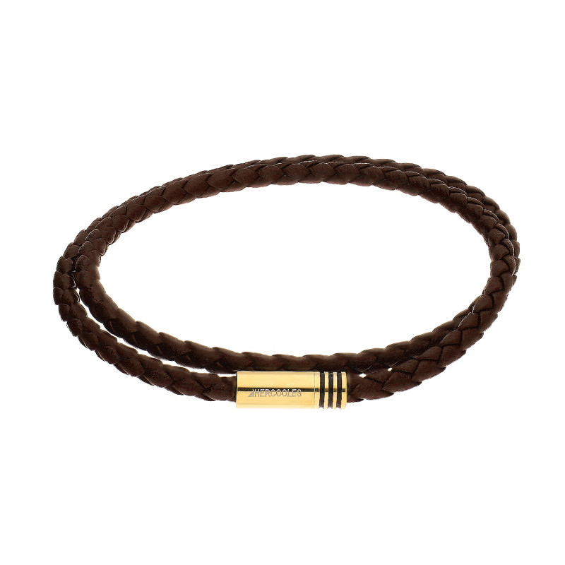 Bransoleta męska podwójna z brązową plecionką