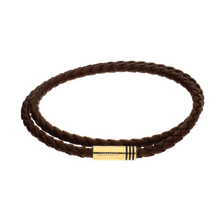 Bransoleta męska podwójna z brązową plecionką