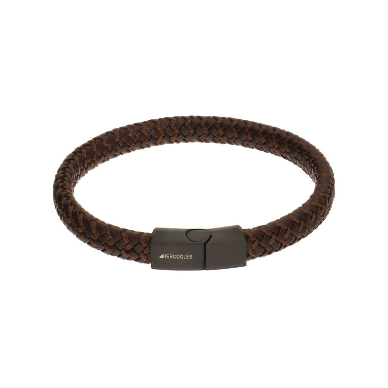 Bransoleta męska brązowa plecionka