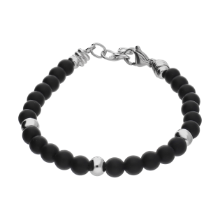 Bransoleta męska z kulkami lawy wulkanicznej