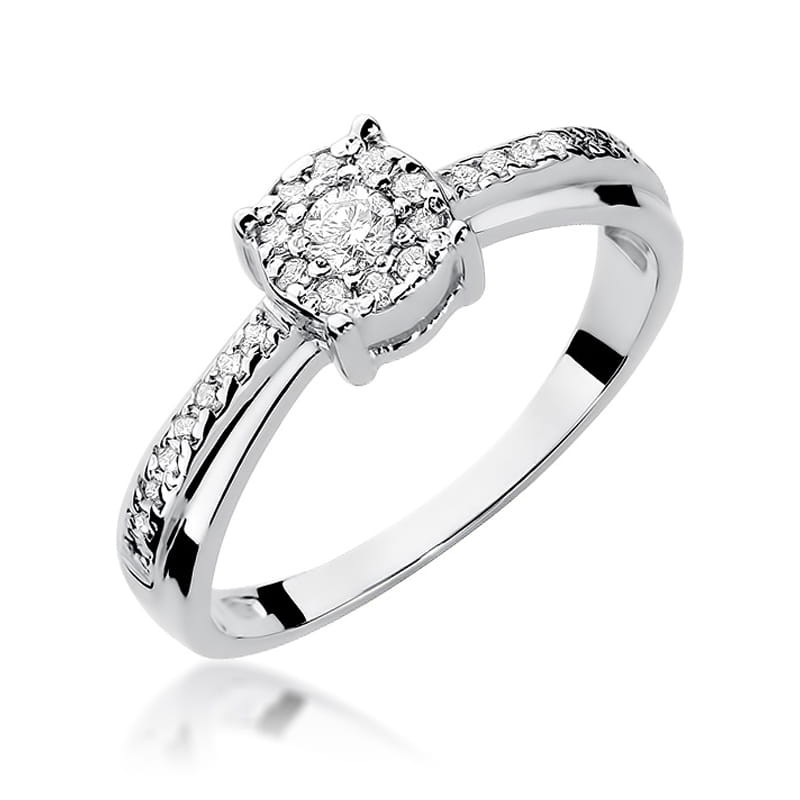 Pierścionek z białego złota z diamentem BE W302-B próba 585