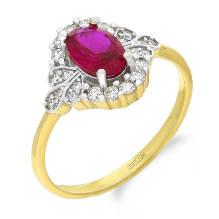 Złoty Pierścionek Markiza z Rubinem - JubilerSezam.pl