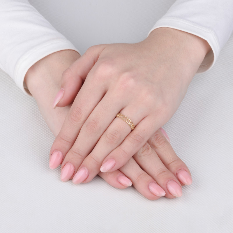 Pierścionek złoty ażurowy z ramkami