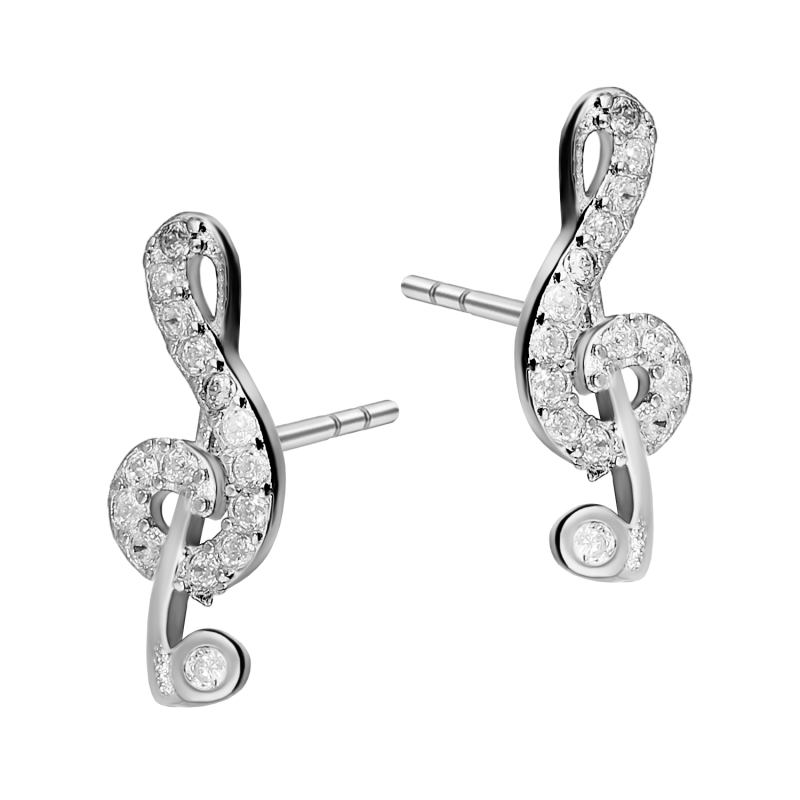 Srebrne Kolczyki Nutki z Cyrkoniami - JubilerSezam.pl