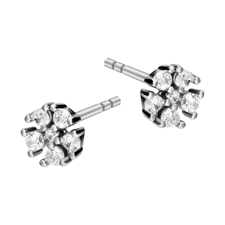 Kolczyki srebrne kwiat z białymi cyrkoniami