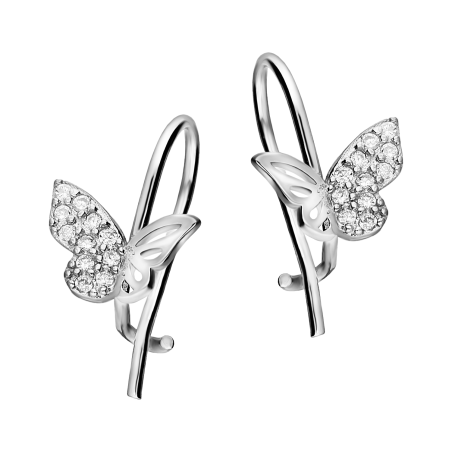 Srebrne kolczyki motylki dla dziewczynki z cyrkoniami - JubilerSezam.pl