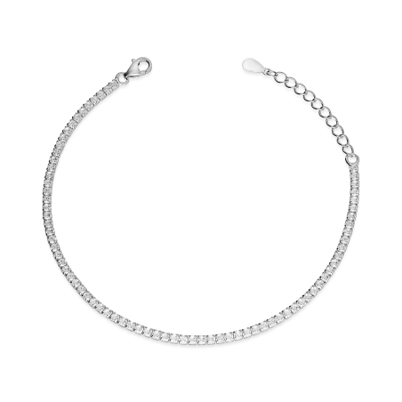 Bransoleta srebrna z białymi cyrkoniami w rzędzie