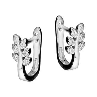 Kolczyki srebrne gałązka z białymi cyrkoniami