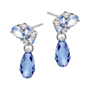 Kolczyki srebrne z niebieskimi kryształami