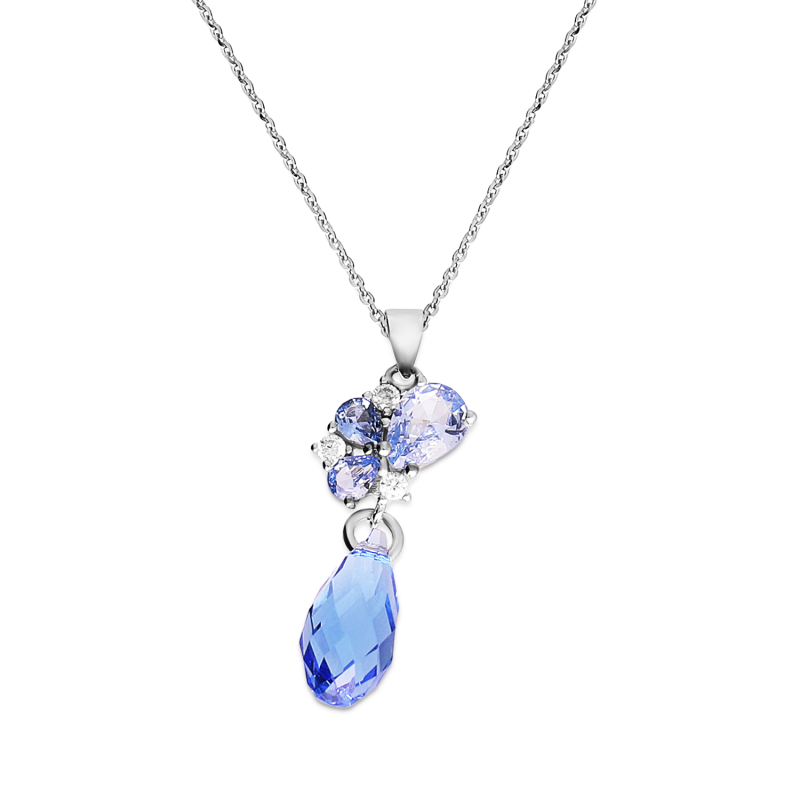 Naszyjnik srebrny z niebieskimi kryształami