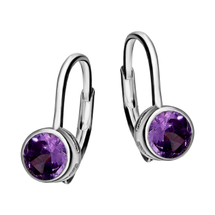 Kolczyki srebrne z fioletową cyrkonią