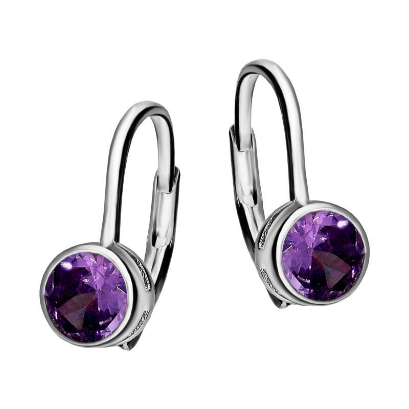 Kolczyki srebrne z fioletową cyrkonią
