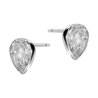 Kolczyki srebrne kropla z białą cyrkonią