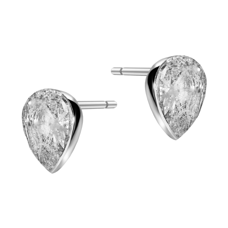 Kolczyki srebrne kropla z białą cyrkonią