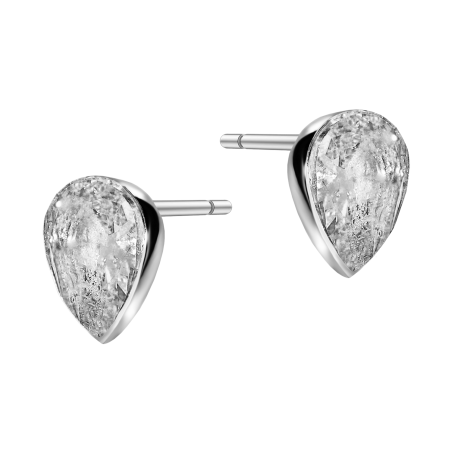 Kolczyki srebrne kropla z białą cyrkonią