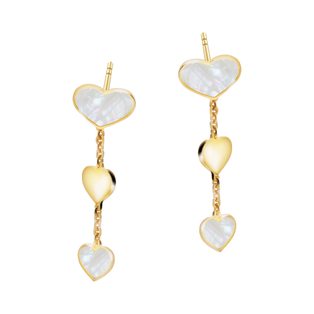 Kolczyki pozłacane z wiszącymi sercami