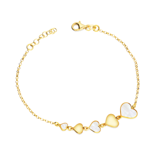 Bransoleta pozłacana z sercami z masą perłową