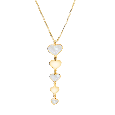 Naszyjnik pozłacany z sercami z masą perłową