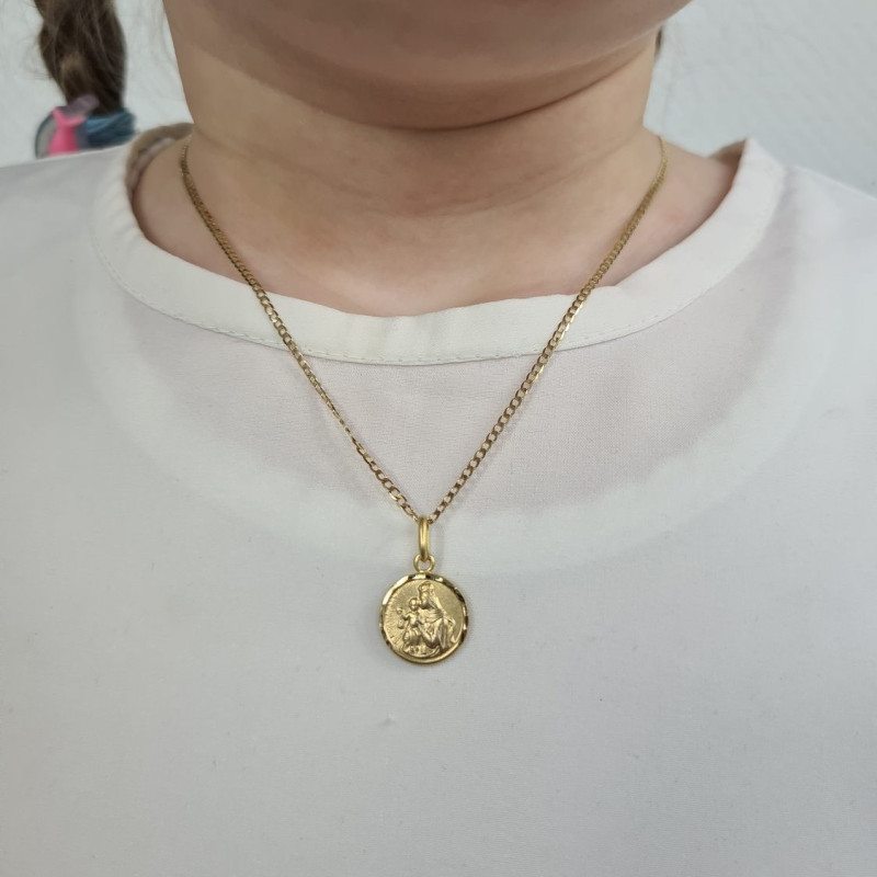 Medalik złoty dwustronny Szkaplerz w kole próba 333