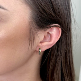 Złote kolczyki kółka z czarnymi cyrkoniami pr. 375 - JubilerSezam.pl