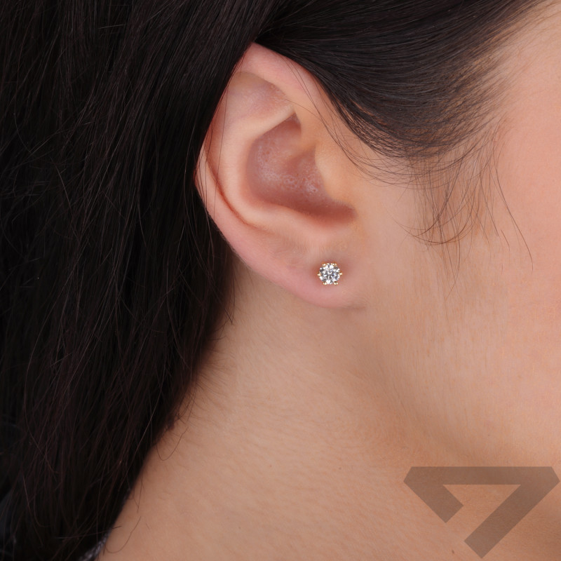 Kolczyki złote z białą cyrkonią