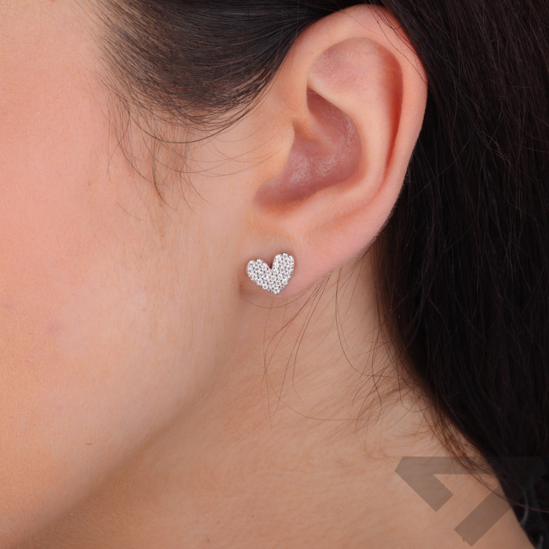 Srebrne kolczyki serca z cyrkoniami - JubilerSezam.pl