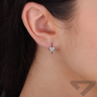 Kolczyki srebrne dla dziewczynki serce z cyrkoniami