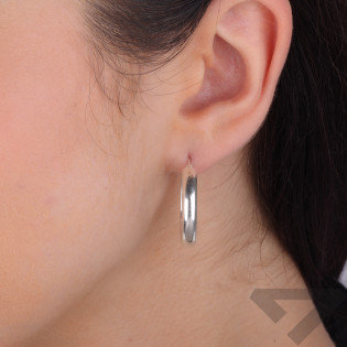 Srebrne Kolczyki Kółka Półpłaskie - JubilerSezam.pl