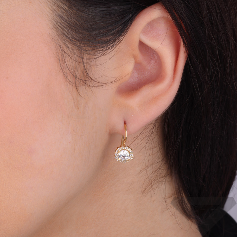 Kolczyki złote z białymi cyrkoniami