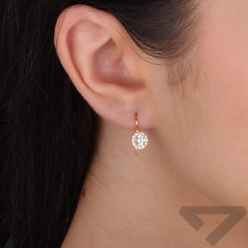 Kolczyki złote z białymi cyrkoniami