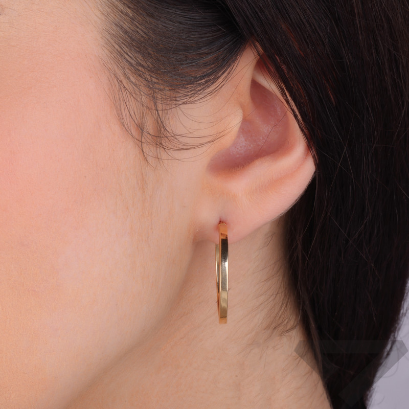 Kolczyki złote kółka kwadratowe