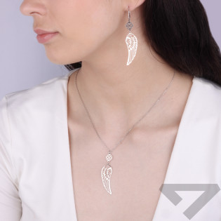 Kolczyki srebrne ażurowe skrzydło i koło ornament