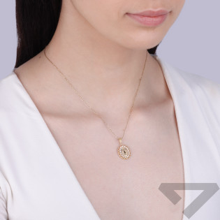 Medalik złoty Niepokalana w owalu z cyrkoniami