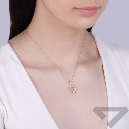 Medalik złoty Niepokalana w owalu z cyrkoniami