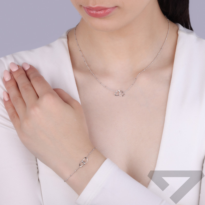 Naszyjnik srebrny klanówka z sercami