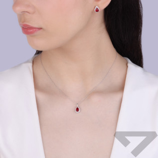 Srebrne kolczyki z czerwoną cyrkonią Markiza - JubilerSezam.pl