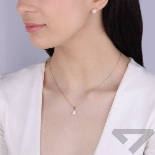 Zawieszka złota z białym opalem i cyrkoniami