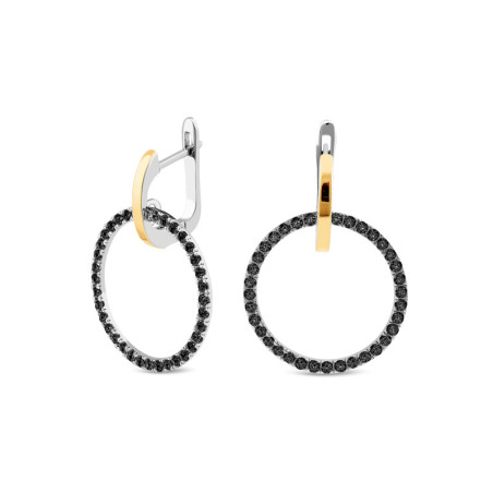 Kolczyki srebrne koło z czarnymi cyrkoniami