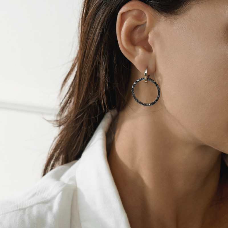 Kolczyki srebrne koło z czarnymi cyrkoniami