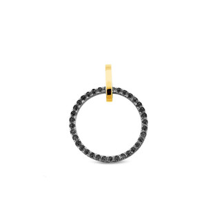 Zawieszka srebrna koło z czarnymi cyrkoniami