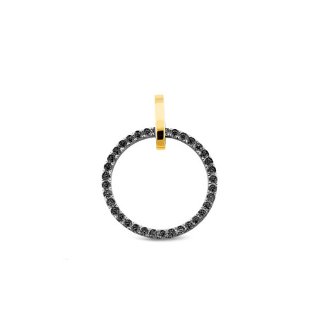 Zawieszka srebrna koło z czarnymi cyrkoniami