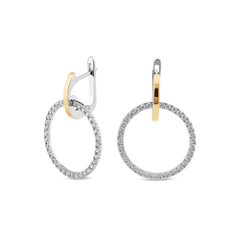 Srebrne kolczyki koła z cyrkoniami i złotem - JubilerSezam.pl