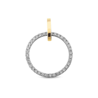 Srebrna zawieszka koło z cyrkoniami i złotem pr. 375 - JubilerSezam.pl