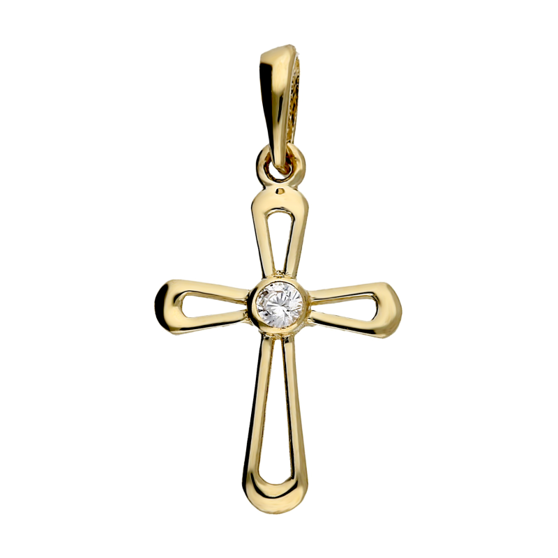 Krzyżyk złoty z pojedynczą cyrkonią