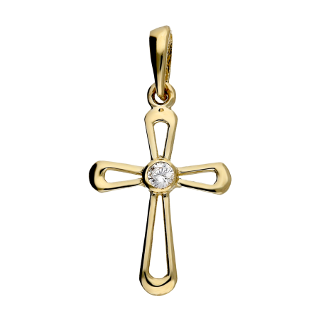 Krzyżyk złoty z pojedynczą cyrkonią