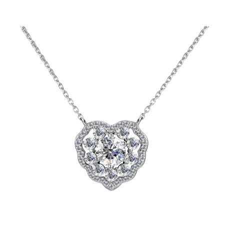 Naszyjnik srebrny serce z moissanitem