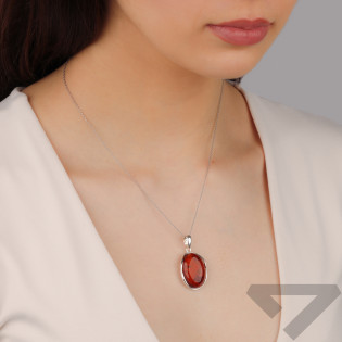 Zawieszka srebrna owalny bursztyn koniakowy próba 925