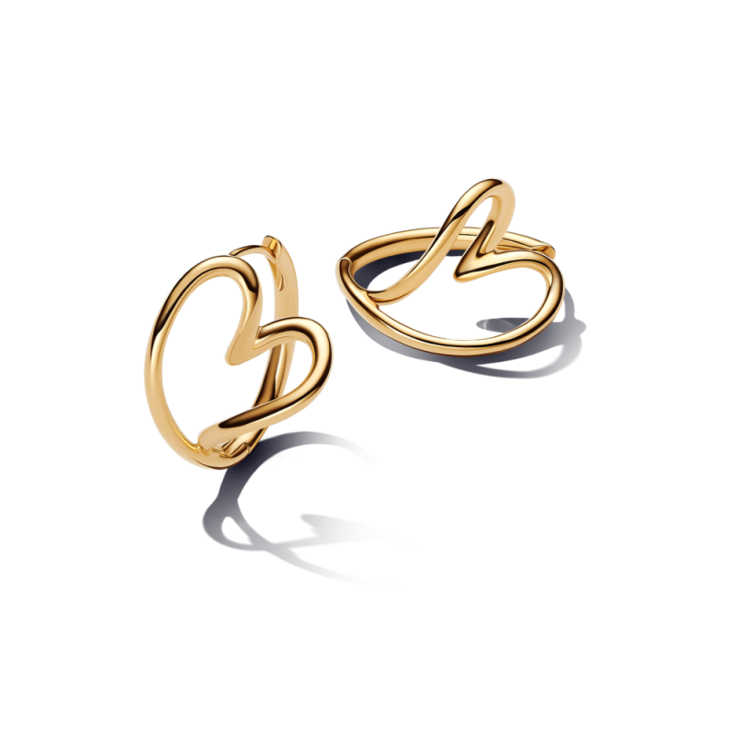 Złote Kolczyki Obręcze Pandora Serca 263807C00 - JubilerSezam.pl