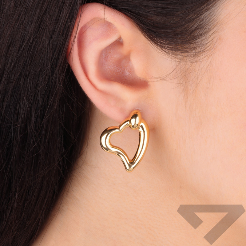 Kolczyki złote serce ramka